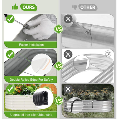 Permade Galvanized Raised Garden Bed Outdoor- 2 Pcs Raised Beds for Gardening| Metal Planter Box, Steel Raised Garden Bed Kit with Gloves for Vegetables, Flower, Herbs (4x2x1.4FT, White)