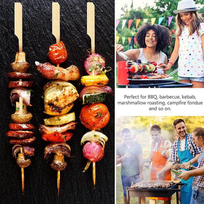 Bamboo Skewers 8 Inch, 200 PCS Cocktail Skewers, Wooden Skewers for Appetizers，BBQ，Fruit Kabobs，Sandwich，Drink.