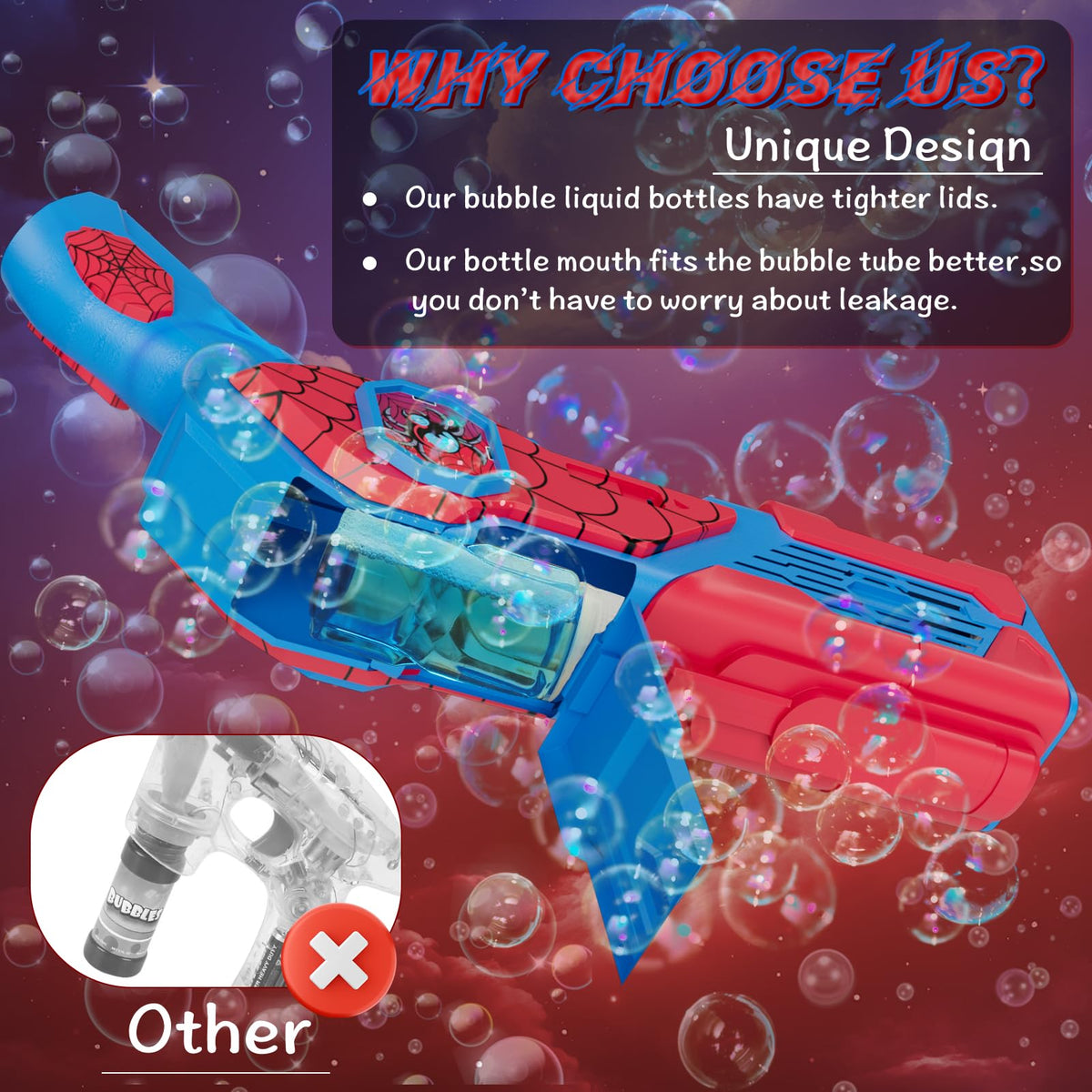 Bubble Machine Gun for Kids: Toys for 3+ Year Old Boys, Toys for Boys 4-6, Outsider&Outdoor Toy for Toddlers 3-5, Easter, Summer, Wedding, Party Favors, Halloween, Birthday Gifts
