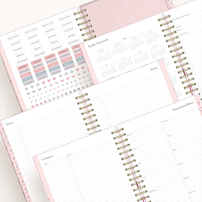Blue Sky Rachel Parcell 2026 Daily and Monthly Planner Calendar, January 2026 - December 2026, 7" x 9", Hard Cover, Durable Twin Wire Binding, Laminated Tabs, Storage Pocket, Stickers, Peony