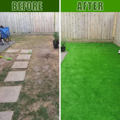 FREADEM Artificial Grass Turf for Pet Dogs 8' x 8', Fake Grass Lawn with Drain Holes, Indoor Outdoor Synthetic Grass Mat for Garden Gym Patio Balcony Playground Backyard, Height 0.8 Inch