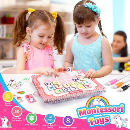 MDINGTD Kids Toys Montessori Toys for Toddlers, Unicorns Gifts for Girls Age 3-5 30 Themes Busy Book for Kids Preschool Educational Learning Toys for 3-5 Year Olds Girls Preschool Learning Activities