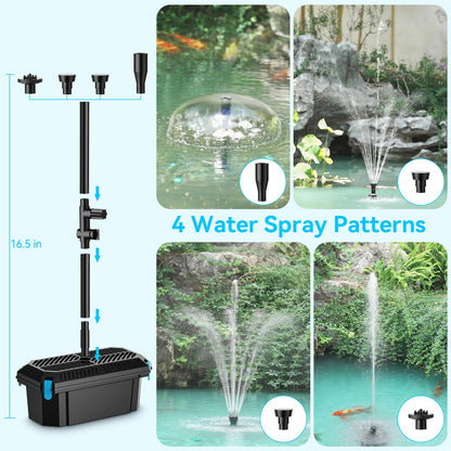 POPOSOAP 25W Solar Water Pump with Pond Filter, Solar Pond Filter with Pond Pump Water Flow Adjustable, Pond Filter with PVC Tubing for Outdoor Ponds Fish Tank Waterfall Garden Water Features P3253