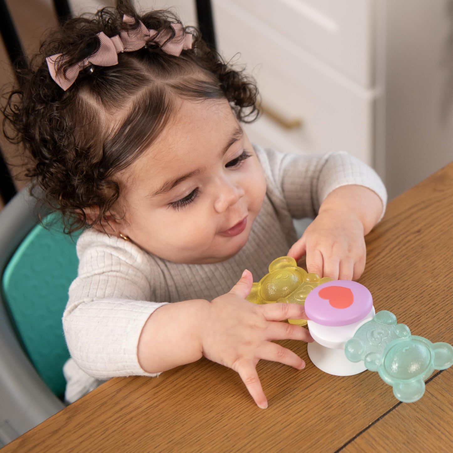 Infantino Sweet Treat Spinners, Baby Sensory Toy with Suction Cup Fidget, High Chair Spinning Tray Toy, Candy-Themed Textured Spinners for Fine Motor Skills, for Newborns and Toddlers 6+ Months