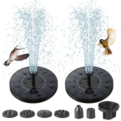 Saillong 2 Pack Solar Bird Bath Fountain Pump, 2.5W Outdoor Solar Powered Bird Bath Water Fountains with 6 Nozzles, Outdoor Floating Fountain Pump for Bird Bath Garden, Ponds, Pool, Fish Tank