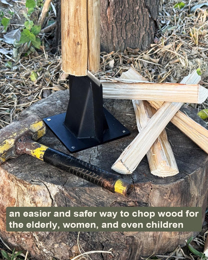 Fletzorb Kindling Splitter Firewood Log Splitter, Heavy Duty Steel No-Axe Wood Chopper, Manual Safe Wedge Cracker Tool with Cut-Resistant Gloves Set