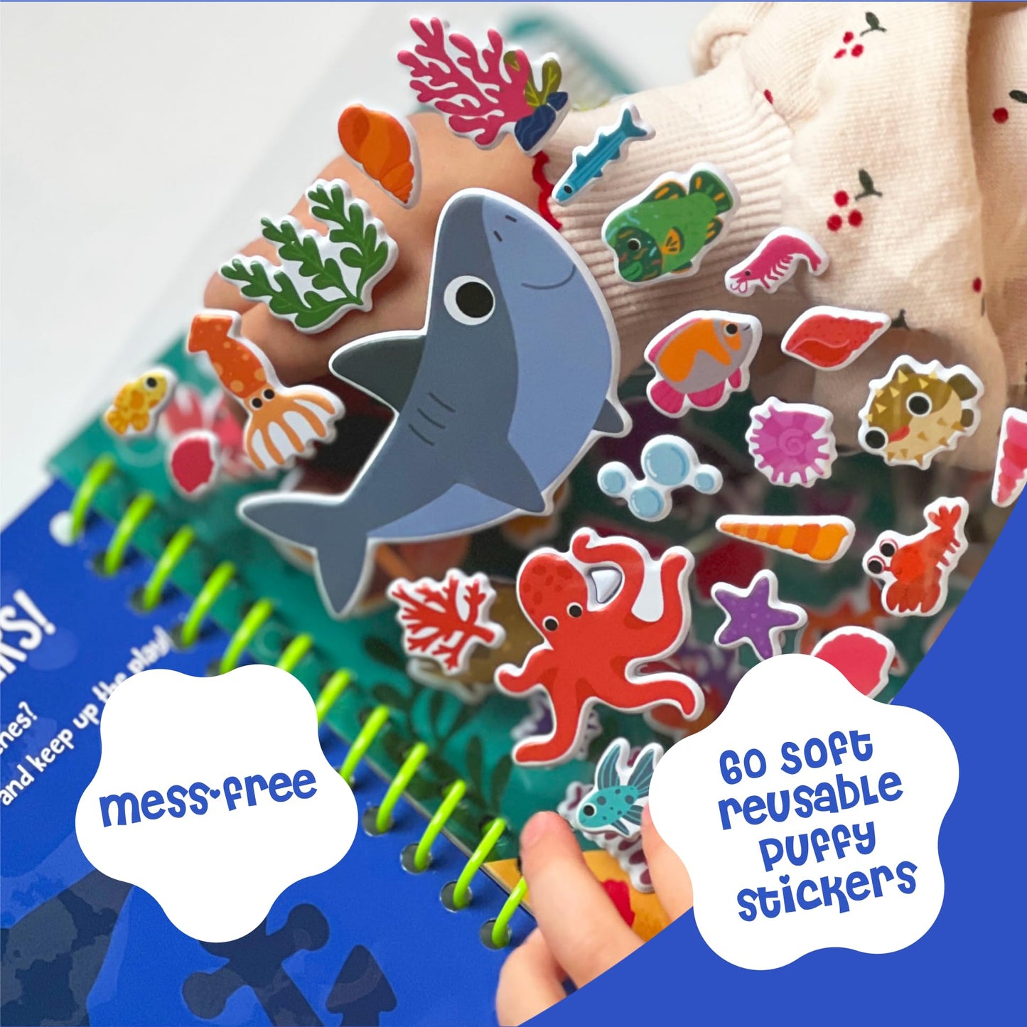 DINO MINI Stickypuff Value Pack - 3 Reusable Puffy Sticker Book for Toddlers - Puffy Stickers for Toddlers - Travel Activities for Kids Ages 4-8 - Screen Free Birthday Gifts (Animals)