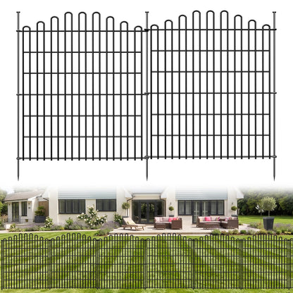 10 Panels No Dig Decorative Garden Fence, 33in H x 23.6ft L Animal Barrier Fencing, Rustproof Dog Fence Outdoor for Yard, Metal Wire Panel Border, Classic Arched-Top Panels for Patio, Flower Bed