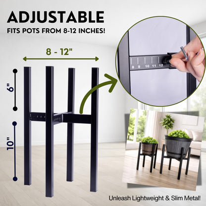 Adjustable 2-Tier Metal Plant Stand Indoor Outdoor- Set of 2 stackable plant shelfs. Heavy Duty Plant stands outdoor rustproof. Flower stand suitable for 8–12 Inch Pots by iSpaces
