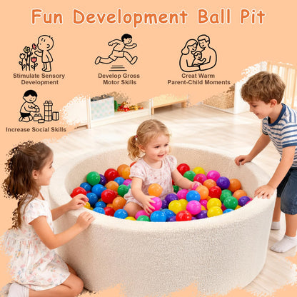 MEOGETY Kids Foam Ball Pits for Toddlers Babies Dogs Cats, Soft Infant Baby Ball Pit Pool for Girls and Boys Gifts, (Balls NOT Included) Imitation Teddy Colours
