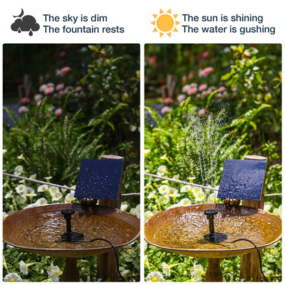 AISITIN DIY Solar Water Pump Kit for Water Feature Outdoor, Solar Powered Water Fountain Pump with 6 Nozzles for Bird Bath, Ponds, Garden, Fish Tank