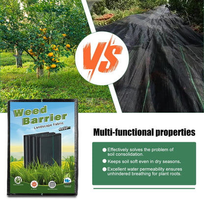 4 x 100FT Garden Weed Barrier Landscape Fabric Heavy Duty Weed Fabric Barrier Premium Garden Ground Cover Weed Control Mat with 30 U-Shaped Securing Pegs for Garden Farming Ground (4 x 50FT 2 Pack)
