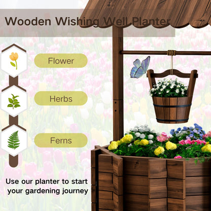 ZSYWODFO Wishing Wells for Outside,Wooden Wishing Well Planter,Rustic Flower Planter for Garden Patio Lawn Backyard Home Decor-21.7X21.7X47.25IN