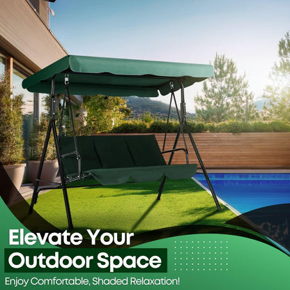 Flexzion Replacement Canopy for Outdoor Swing - 66" X 45" 2 Seat Bench Glider Swings Shade Fabric UV Weather Waterproof for Outdoor Garden Patio Yard Park Porch Seat Furniture, Green