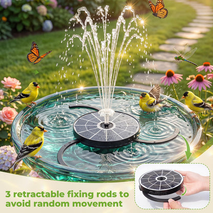 AISITIN 3.7W Solar Bird Bath Fountain Upgraded 6.3" Solar Glass Panel, Solar Powered Fountain Pump with Integrated Bracket & Storage for Bird Bath, Pond, Garden, Aquarium and Outdoor