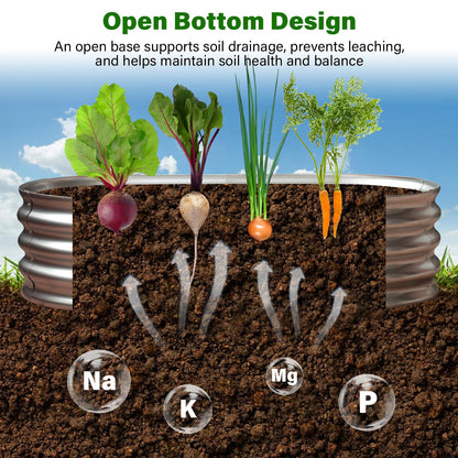 Eclaron Galvanized Raised Garden Bed for Outdoor: 4X2X1ft Durable Metal Vegetable Plant Container Kit - Oval Planter Box for Gardening Flower Trough （2 Pack）