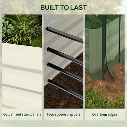 Outsunny 7.3 x 3.4 x 1 ft Galvanized Raised Garden Bed with Crop Cage Plant Protection Net and Shade Cloth Roof, Metal Planter Box with Cover for Vegetables, Flowers, Herbs, Beige