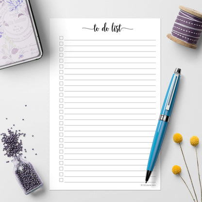 321Done To Do List Notepad for Planner Refill Pages – Made in USA - 50 Sheets (5.5x8.5) To-Do's Tear Off, Planning Memo Pad, Checklist Notes Left Hole Punch Margins - Simple Script College-Ruled
