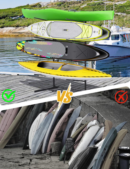 sogiv Freestanding Kayak Storage Rack, Metal Kayak Racks, Heavy Duty Kayak Holder, Freestanding Kayak Stand, Canoe Rack for Garage & Outdoor Storage, for Kayaks, Canoes, Surfboard & Paddleboard