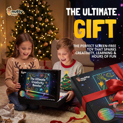 Nutty Toys Magic LED Drawing Board - 10 Light Up Modes - XL 16" Dry Erase Glow Note Doodle Pad - Pens, Adapter & Accessories incl., Top Birthday & Easter Gifts 2026 for Kids, Girls, Boys & Teens