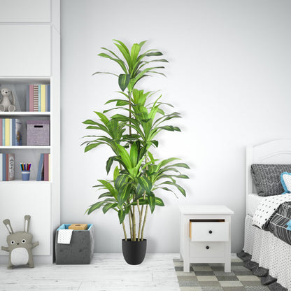 Waoops Artificial Plants 6Ft Dracaena Fragrans Faux Trees with 8 Heads Fake Tree for Home Decor Indoor or Outdoor Office Decoration Housewarming Gift