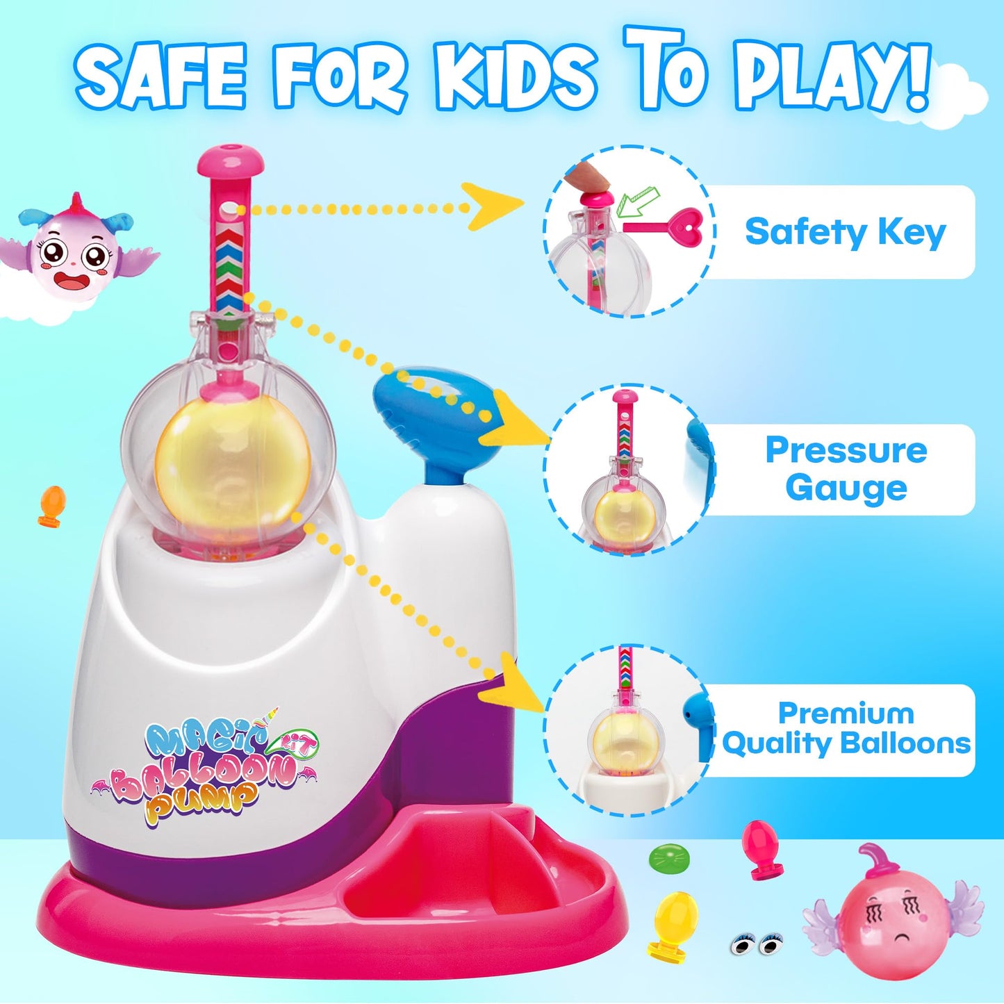 Kiditos Balloon Animals Kit with Pump, Balloon Making Kit for Kids with Stickers & Accessories, DIY Creative Toy Birthday Gift for Boys & Girls Ages 3+