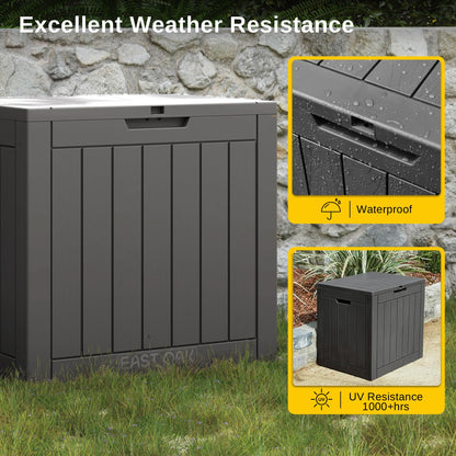 EAST OAK Outdoor Storage Box, 31 Gallon Deck Box, Waterproof Resin Storage Bin for Patio Cushions, Gardening Tools, Accessories, Lockable, UV Resistant, Black