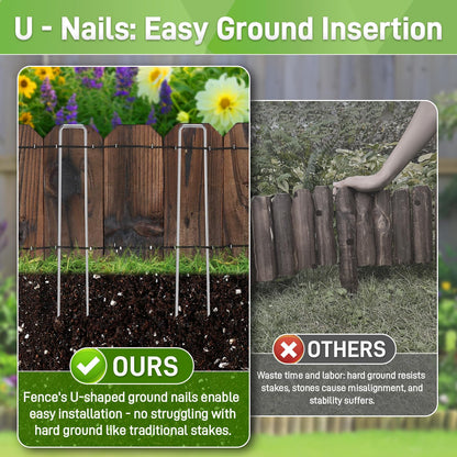 Mulctun Wood Garden Edging - 5.9" H X 47" L Sturdy Wooden Landscape Edging, Small Flower Bed Edging Borders, Decorative Wooden Garden Fence for Yard Flower Bed Lawns Pathway Tree (4 Packs)