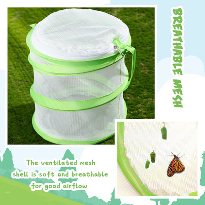 Sherr Mini Butterfly Habitat Cage Clear Mesh Butterfly Net Cage Container Foldable Terrarium, 6.2x7.1inch