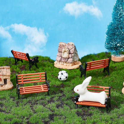 2Pcs Miniature Park Bench Set 2-Pack -1:12 Scale Brown Garden Seats with Realistic Detailing,Tiny Park Benches for Dollhouse and Fairy Garden Accessories,Train Platform and Miniature Landscape Décor