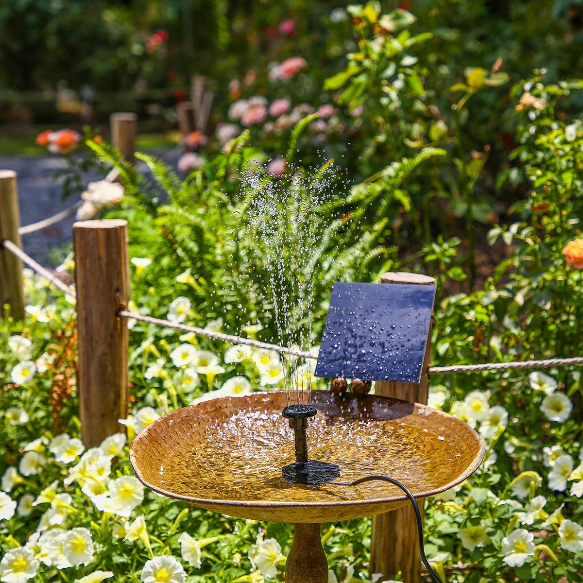 AISITIN DIY Solar Water Pump Kit for Water Feature Outdoor, Solar Powered Water Fountain Pump with 6 Nozzles for Bird Bath, Ponds, Garden, Fish Tank