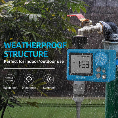 TiFFCOFiO Sprinkler Timer Outdoor, Digital Pogrammable for Garden Hose, Irrigrtion Timer with Rain Delay and Manual Mode (2 Packs)