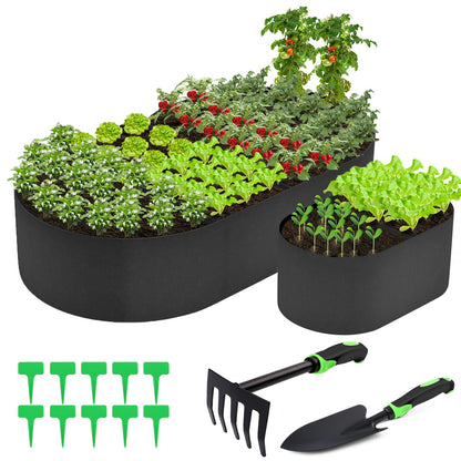 2 Pack Fabric Raised Garden Bed 6FTx3FTx1FT Plant Grow Bags Large Oval Garden Grow Bags Breathable Fabric Garden Bed Gardening Planting Container for Vegetables Potatoes Flowers Tomato,4 Grids+2 Grids