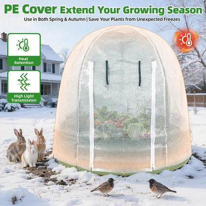 VIREO GARDEN Galvanized Raised Garden Bed with Cover | 4x4x1FT Metal Planter Box Outdoor with Greenhouse PE Cover for Winter & Mesh cover for Summer | 3-in-1 Raised Bed with Windows for Easy Gardening