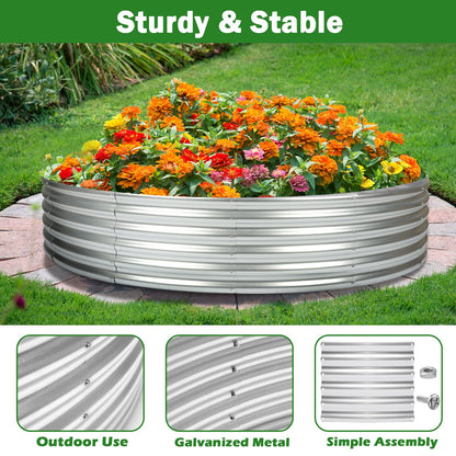 OUSHENG 5x5x1ft Round Galvanized Raised Garden Beds Outdoor, Steel Fire Pit Ring Flower Planter Large Metal Above Ground Boxes Kit for Gardening Vegetables Outside