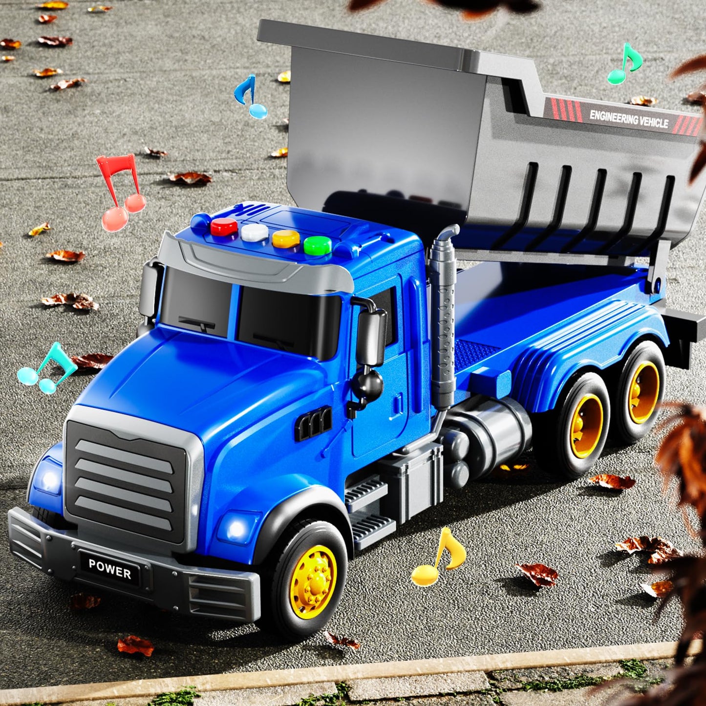 JUKUDAHU Toddler Trucks Toys for Boys 3-5 Years Old, Dump Truck with Lights and Sound, Kids Construction Play Truck, Garbage Truck Car Toys Vehicle Playset for Kids Aged 3 4 5 6 7 8