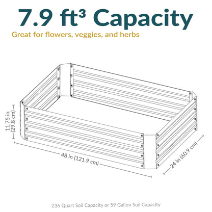Sunnydaze Galvanized Raised Garden Bed Kit - 4x2x1 ft Outdoor Raised Garden Bed - Metal Planter Box for Vegetables, Flowers, Herbs - Silver - 4' x 2' Rectangle