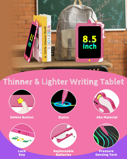 TEKFUN Toddler Boy Toys, 2 Pack LCD Writing Tablet for Kids, Doodle Board Dinosaur Toys, Travel Essentials Toy for 3 4 5 6 Year Old Boys Girls, Easter Birthday Christmas Gift (8.5inch Green&Pink)