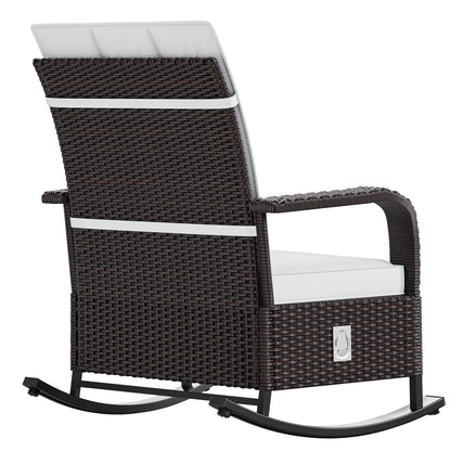 YITAHOME Outdoor Rocking Chair Set of 2, Wicker Lounge Chairs with Adjustment Backrest, PE Rattan Patio Recliner Chair with Adjustable Footrest and Soft Cushions, Ideal for Garden Backyard Porch Patio