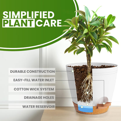 Utopia Home Self Watering Pots for Indoor Plants, Planters for Indoor Plants, Multi-Size Flowerpot, Set of 10 Plant Pots with Drainage & Reservoir, 6.8"/6.4"/5.9"/5.5"/4.9" (White)