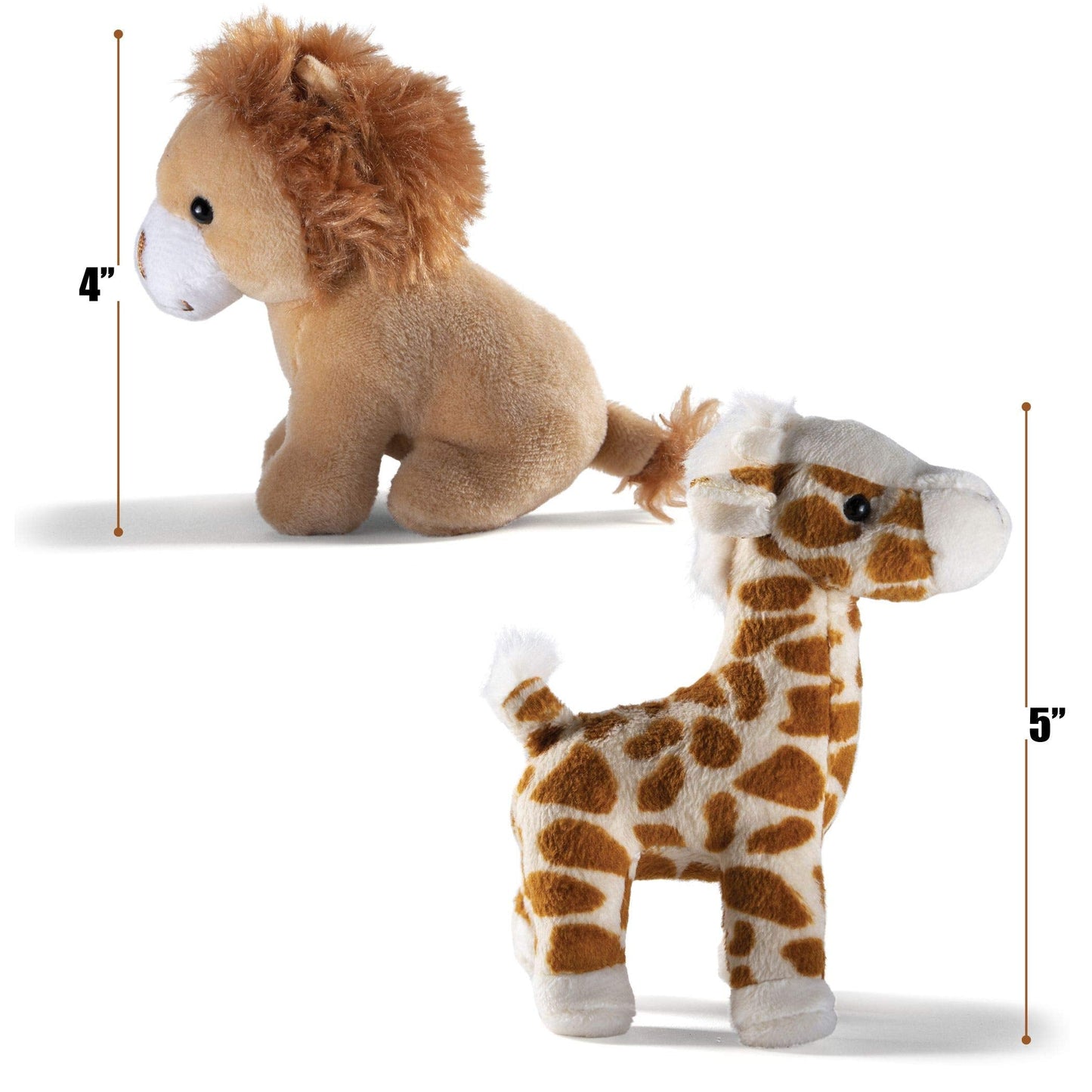 PREXTEX Safari Friends Stuffed Animal Gift Set - 5 Small Plush (Giraffe, Tiger, Lion, Polar Bear, Elephant) Zoo Animals - Machine Washable Stuffed Animals for Boys & Girls Ages 3-5+