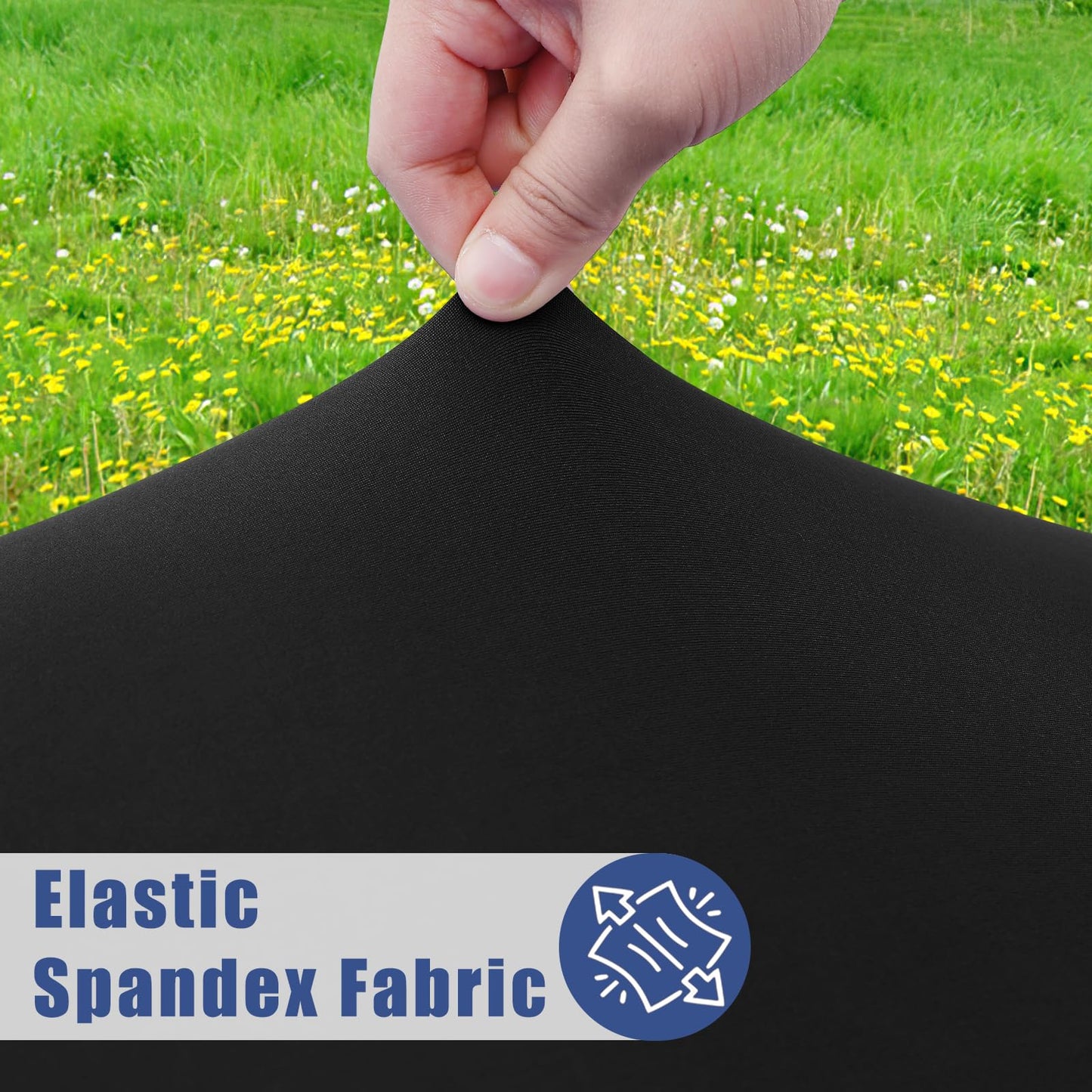 Moosfor Spandex Rectangle Table Cloth 4 Pack, Elastic Fitted Tablecloths for Picnic, Stretch Washable Patio Table Cover for Outdoor, Camping, Banquet and Parties (Black, 36"x60")