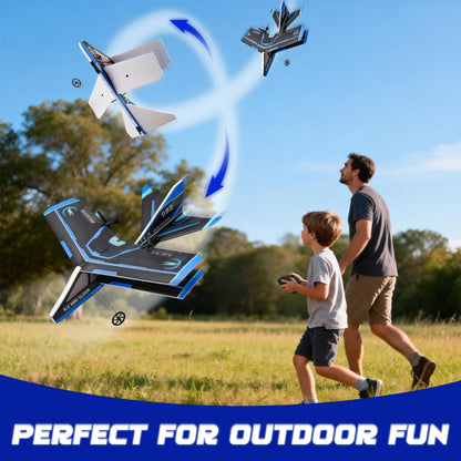 Rc Plane, Remote Control Airplane for Boys Kids 8-12 Adults Toy Flying Airplane Skyriders Rc Jet Easy to Fly Outdoor Glider for Kids & Beginners (Black)