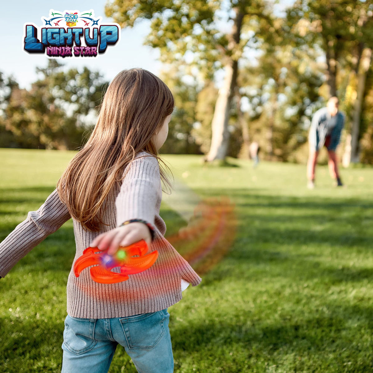 PICK A TOY Light Up Frisbee Ninja Flyers, 3 LED Electronic Stars, Heavy Duty Rubber Throwing Discs, Ninja Party Favors & Kids Toys, 3 Colors, Includes Gift Box