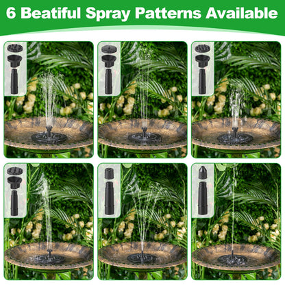 Saillong 2 Pack Solar Bird Bath Fountain Pump, 2.5W Outdoor Solar Powered Bird Bath Water Fountains with 6 Nozzles, Outdoor Floating Fountain Pump for Bird Bath Garden, Ponds, Pool, Fish Tank