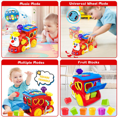 Baby Toys for 1 Year Old Boy Girl Gift Musical Train Baby Toys 6-12 12-18 Months,Early Educational Learning Montessori Kids Toys with Blocks/Light Toddler Christmas Birthday Gifts for 1 2 3 Year Old