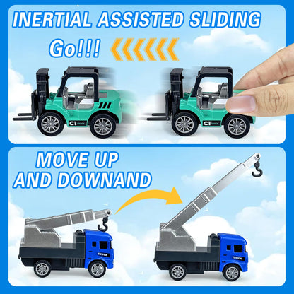 9 Pack Alloy Construction Truck Toys for 3 4 5 6 7 8 Years Old Boys Truck Vehicles Sand Sandbox Beach Toys Excavator Forklift Bulldozer Friction Powered