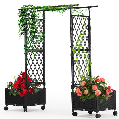 yotoworth Planter with Trellis Raised Garden Beds, 4.5ft Tall with Screen Indoor Outdoor, Vegetable Flower Privacy Planter Box for Backyard Balcony Patio, Black