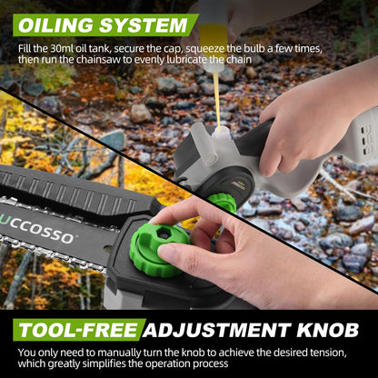 3-in-1 Electric Pole Saws for Tree Trimming 6&8" Mini Chainsaw Cordless with Extension Pole,850W Brushless Motor,Auto Oiling,Total Reach of Max 15ft,Pole Saw for Home & Garden & DIY-Gray