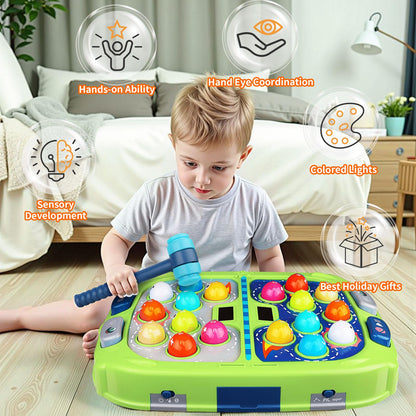 WAYKEE Whack a Game Mole, Toys for Ages 3-4 5-7 8-12 Boys Girls, Whack Game for Toddlers, Gifts for 3 4 5 6+ Year Old Boys Girls, Early Learning Educational Toys with 2 Hammers Sound & Light